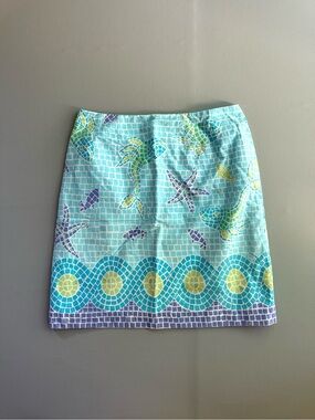 Vintage Lilly Pulitzer Mosaic Fish Starfish Shift Skirt Women’s size 8